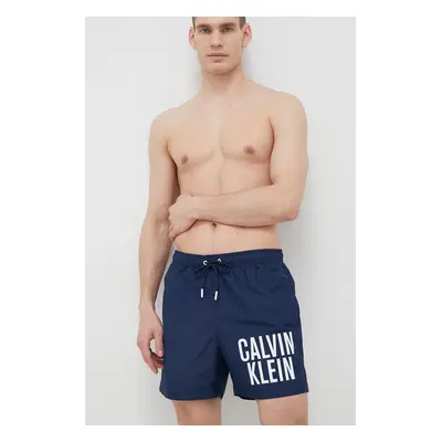 Plavkové šortky Calvin Klein tmavomodrá barva