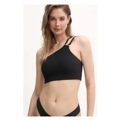 Top MICHAEL Michael Kors CROP TOP dámský, černá barva, MM35361