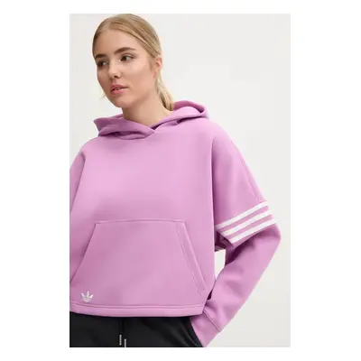 Mikina adidas Originals Neuclassicscl Hoodie dámská, fialová barva, s kapucí, s aplikací, IW5614