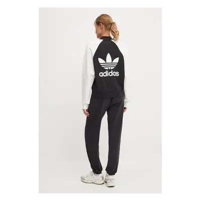 Mikina adidas Originals dámská, černá barva, vzorovaná, IZ2832