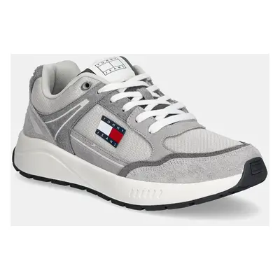 Sneakers boty Tommy Jeans TJM RUNNER MIX MATERIAL šedá barva, EM0EM01494