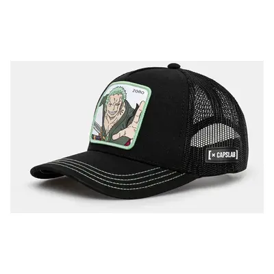 Dětská baseballová čepice Capslab One Piece Capslab Trucker černá barva, s aplikací, CL.OP1.3.ZO