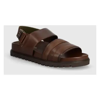 Kožené sandály Tommy Hilfiger ELEVATED TH BUCKLE LTH SANDAL pánské, hnědá barva, FM0FM05007