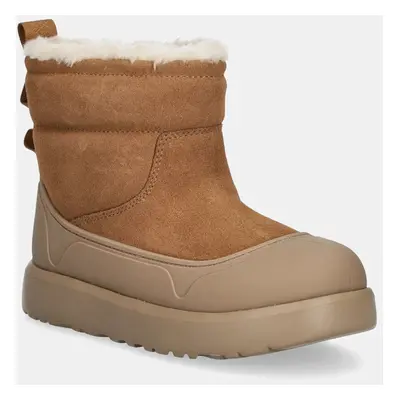 Dětské semišové sněhule UGG KIDS CLASSIC MINI MOD hnědá barva, 1157691K