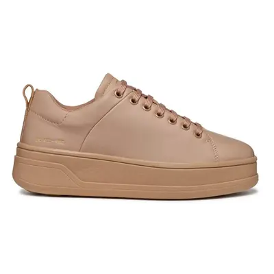 Kožené sneakers boty Geox D SPHERICA ECUB-2 béžová barva, D46WVA 00085 C8191