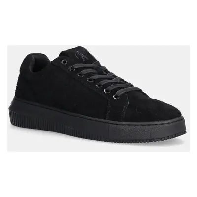 Semišové sneakers boty Calvin Klein Jeans CHUNKY CUPSOLE LOW SUEDE černá barva, YM0YM01121