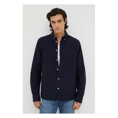 Košile Les Deux pánská, tmavomodrá barva, regular, s límečkem button-down, LDM410135