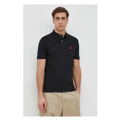 Bavlněné polo tričko Ralph Lauren černá barva, 710782592