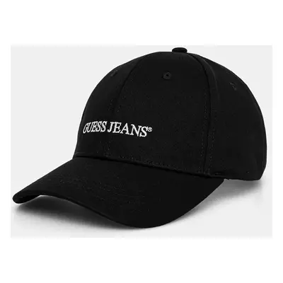 Bavlněná baseballová čepice Guess Jeans černá barva, s aplikací, M4BZ26 WF8V1