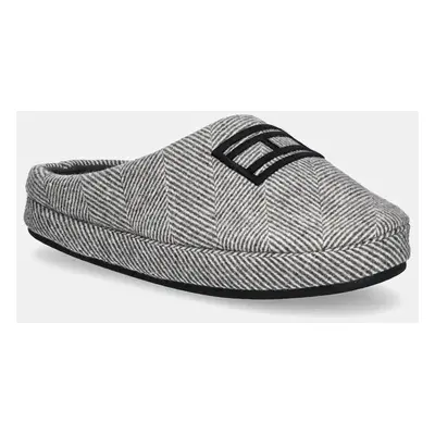 Pantofle Tommy Hilfiger FLAG HERRINGBONE HOUSE SHOE šedá barva, FM0FM05304