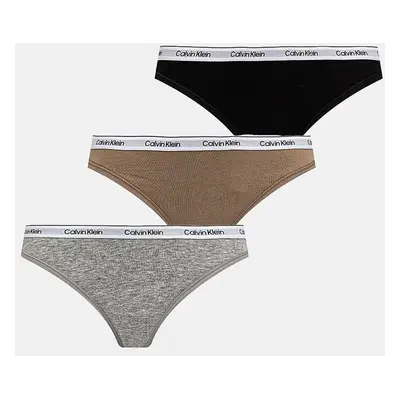 Tanga Calvin Klein Underwear 3-pack černá barva, 000QD5209E