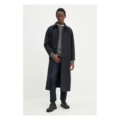 Vlněný kabát A.P.C. manteau gaia tmavomodrá barva, přechodný, oversize, WVBDE.F01533