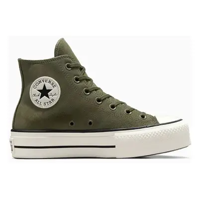 Semišové tenisky Converse Chuck Taylor All Star Lift zelená barva, A11144C