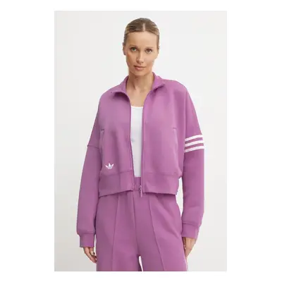 Mikina adidas Originals Neuclassics CL Tracktop dámská, fialová barva, vzorovaná, IW5616