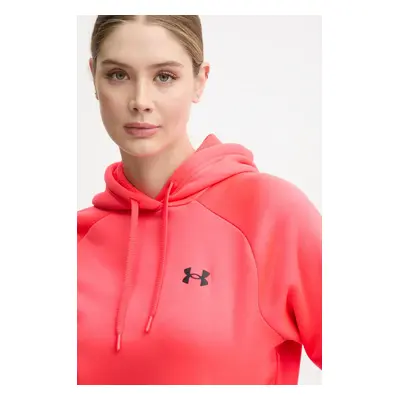 Mikina Under Armour Armour Fleece Pro dámská, červená barva, s kapucí, hladká, 1386504