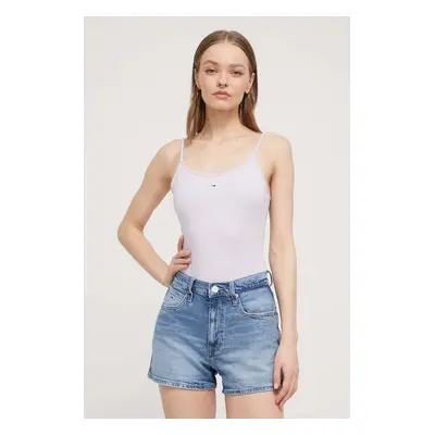 Body Tommy Jeans dámské, fialová barva, DW0DW17993