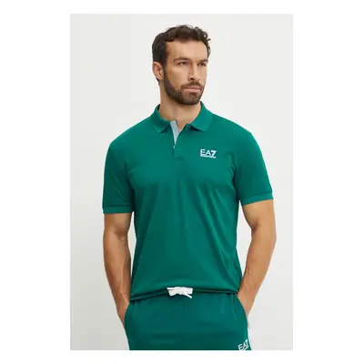 Bavlněné polo tričko EA7 Emporio Armani zelená barva, PJOLZ.6DPF09