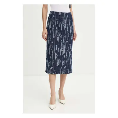 Džínová sukně Bruuns Bazaar IxoraBBTanella skirt tmavomodrá barva, midi, BBW4120