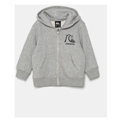 Dětská mikina Quiksilver GRAPHIC ZIP HOODIE šedá barva, s kapucí, melanžová, AQKFT03047