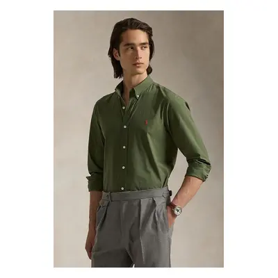 Košile Polo Ralph Lauren pánská, zelená barva, slim, s límečkem button-down, 710929348