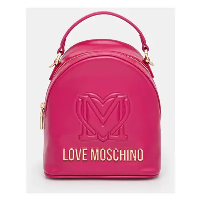 Kožený batoh Love Moschino dámský, růžová barva, malý, s aplikací, JC4361PP0L