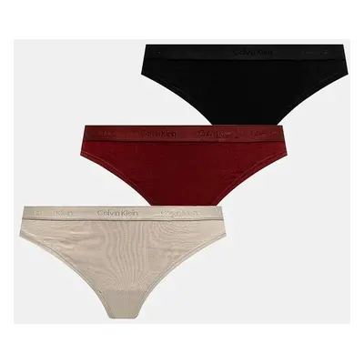 Tanga Calvin Klein Underwear 3-pack černá barva, 000QD5244E