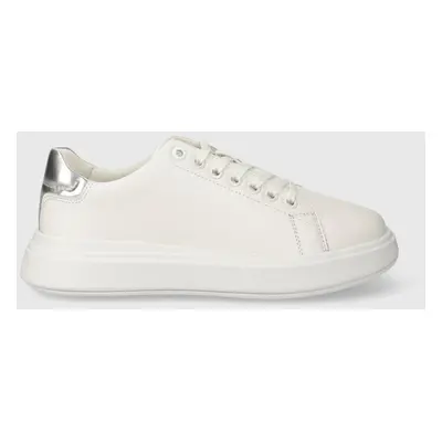 Kožené sneakers boty Calvin Klein RAISED CUPSOLE LACE UP LHT BT bílá barva, HW0HW02005