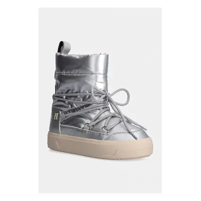 Sněhule Tommy Hilfiger LACE-UP METALLIC SNOWBOOT stříbrná barva, FW0FW08442