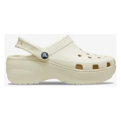 Pantofle Crocs Classic Platform Clog dámské, béžová barva, na platformě, 206750.BONE-CREAM