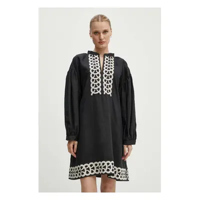 Lněné šaty By Malene Birger LIMONNA černá barva, mini, Q70967008