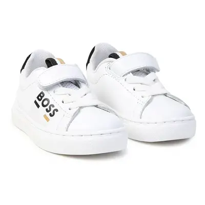 Dětské kožené sneakers boty BOSS bílá barva, J51341