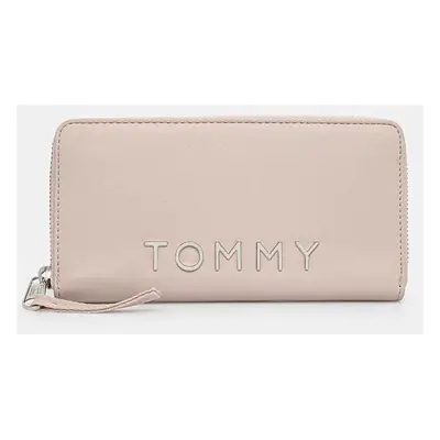 Peněženka Tommy Jeans béžová barva, AW0AW16485