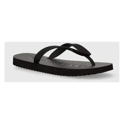 Žabky Tommy Jeans TJW LOGO FLIP FLOP dámské, černá barva, na plochém podpatku, EN0EN02447