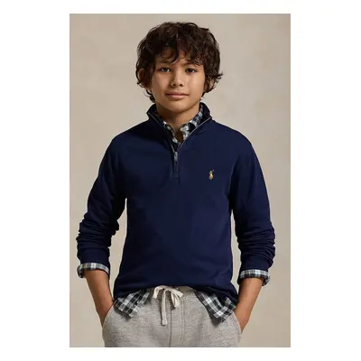 Dětská bavlněná mikina Polo Ralph Lauren tmavomodrá barva, hladká, 323952436001