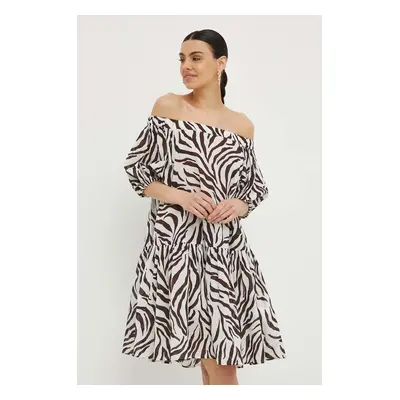 Bavlněné šaty Max Mara Beachwear hnědá barva, mini, 2416221049600