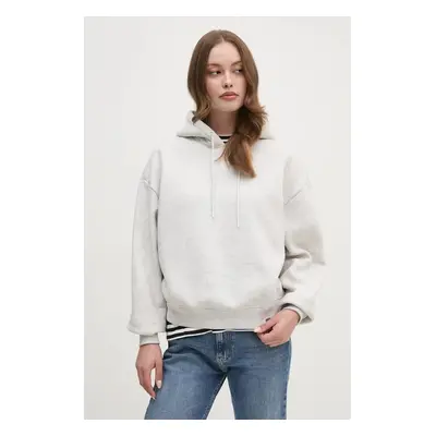 Mikina Calvin Klein Jeans dámská, šedá barva, s kapucí, hladká, J20J224658