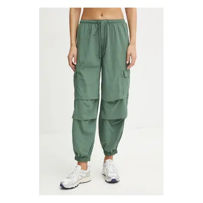 Kalhoty Reebok Classic dámské, zelená barva, high waist, 100205879