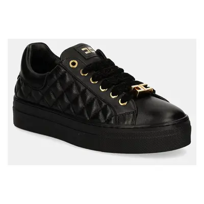 Dětské kožené sneakers boty Elisabetta Franchi černá barva, F4A9.E0106.1251