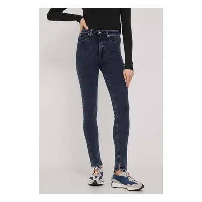 Džíny Calvin Klein Jeans dámské, tmavomodrá barva, J20J222136