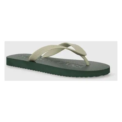 Žabky Tommy Jeans TJM BEACH FLIP FLOP pánské, zelená barva, EM0EM01392