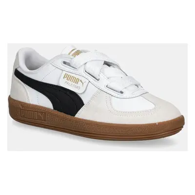 Kožené sneakers boty Puma Palermo Wide Lace SD bílá barva, 402109