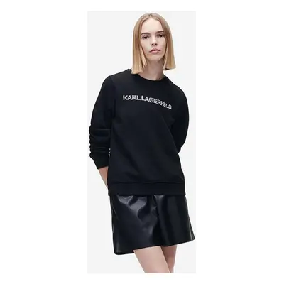 Mikina Karl Lagerfeld Elongated Logo Zebra Sweat 221W1815 999 dámská, černá barva, s potiskem