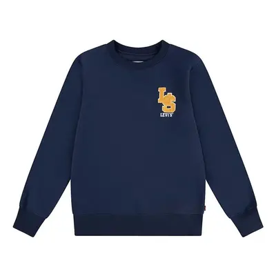 Dětská mikina Levi's LS MONOGRAM CREWNECK tmavomodrá barva, s potiskem, 9EL507