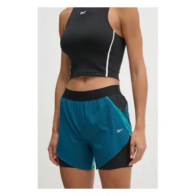 Běžecké šortky Reebok modrá barva, high waist, 100205434