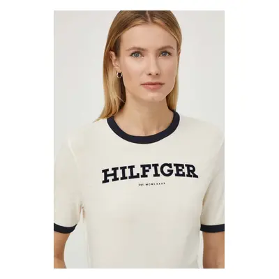 Bavlněné tričko Tommy Hilfiger béžová barva, WW0WW41208