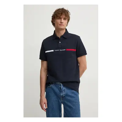 Polo tričko Tommy Hilfiger tmavomodrá barva, s aplikací, MW0MW38130