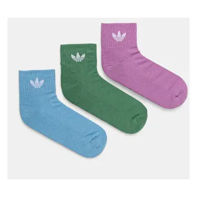 Ponožky adidas Originals 3-pack dámské, zelená barva, IX5241