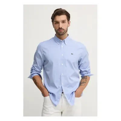 Bavlněná košile Lacoste modrá barva, regular, s límečkem button-down