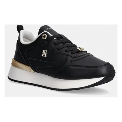 Kožené sneakers boty Tommy Hilfiger FEMININE RUNNER černá barva, FW0FW08117