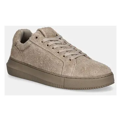 Semišové sneakers boty Calvin Klein Jeans CHUNKY CUPSOLE LOW SUEDE béžová barva, YM0YM01121